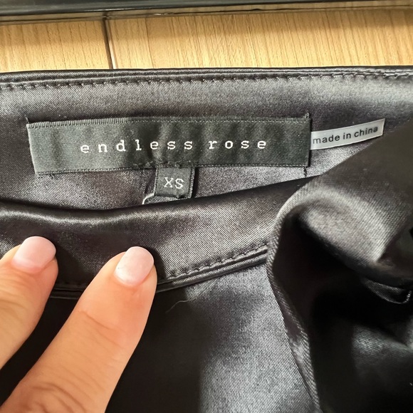 Endless rose black satin mini skirt with rose detail XS - Picture 4 of 7